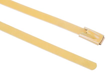 RS PRO Edelstahl Mit Polyesterbeschichtung Kabelbinder Mit Kugelverschluss Gelb 4,6 Mm X 200mm, 100 Stück