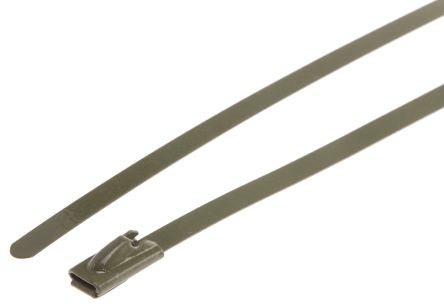 RS PRO 电缆扎带, 聚酯涂层不锈钢, 滚珠, 360mm长x4.6 mm宽, 绿色