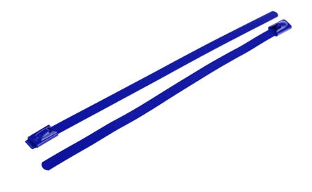 RS PRO Edelstahl Mit Polyesterbeschichtung Kabelbinder Mit Kugelverschluss Blau 4,6 Mm X 150mm, 100 Stück