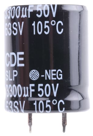 Cornell-Dubilier SLP Snap-In Aluminium-Elektrolyt Kondensator 3300μF ±20% / 50V Dc, Ø 25mm X 30mm, Bis 105°C