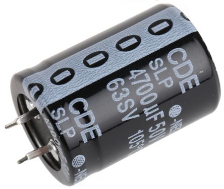 Cornell-Dubilier Condensador Electrolítico Serie SLP, 4700μF, ±20%, 50V Dc, De Encaje A Presión, 25 (Dia.) X 35mm, Paso