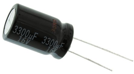 Panasonic Condensador Electrolítico Serie HD, 3300μF, ±20%, 16V Dc, Radial, Orificio Pasante, 12.5 (Dia.) X 20mm, Paso