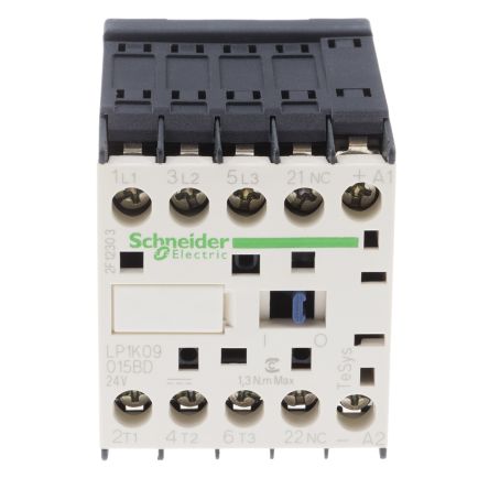 Schneider Electric LP1K Series Contactor, 24 V Dc Coil, 3-Pole, 9 A, 3NO, 690 V Ac