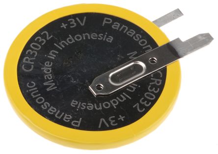 Panasonic CR3032, LiMnO2 Knopfzelle Ø 30mm, 3V / 500mAh, Mit Löt-Anschluss