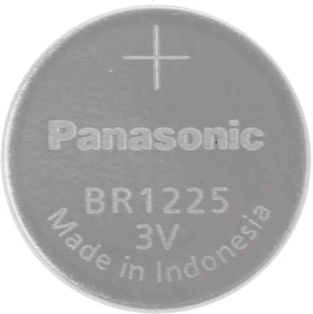 Panasonic Batteria A Bottone BR1225, Litio Polifloruro Di Carbonio, 3V, 48mAh, Terminale Standard