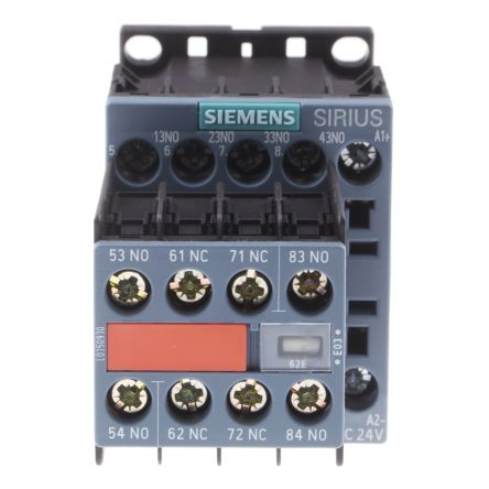 Siemens Contacteur Série 3RH2, 6 NO + 2 NF, 10 A, 24 V C.c., 4 W