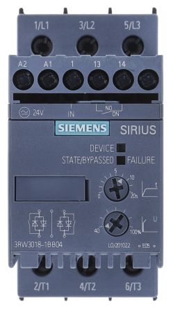 Siemens SIRIUS 3RW30 Sanftstarter 3-phasig 7,5 KW, 400 V Ac / 17,6 A