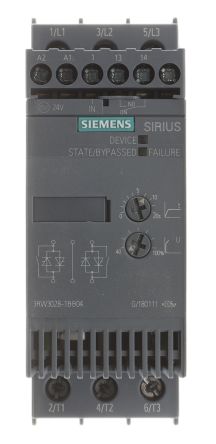 Siemens Arrancador Suave SIRIUS 3RW30, 38 A, 400 V Ac, 18,5 KW, Trifásico, IP20