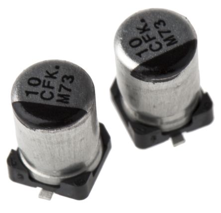 Panasonic, SMD Aluminium-Elektrolyt Kondensator 10μF ±20% / 16V Dc, Ø 4mm X 5.8mm, Bis 105°C