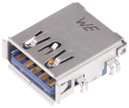 Wurth Elektronik WR-COM USB-Steckverbinder 3.0 A Buchse / 250.0mA, THT-Lötanschluss