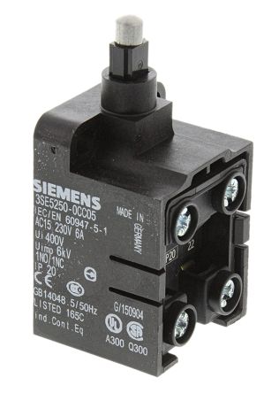 Siemens 3SE5 Rollenstößel, Stößel, DPST, Schließer/Öffner, IP 20, Kunststoff Anschluss Schraubbefestigung