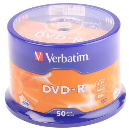 Verbatim DVD-R, 4.7 GB, 16X, 50 Pack