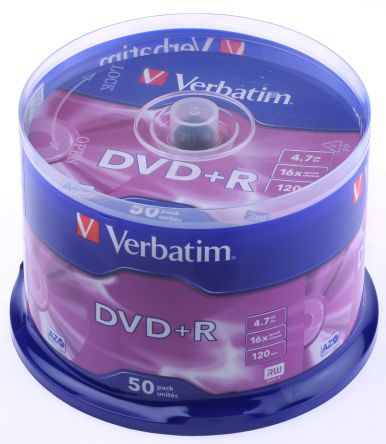 Verbatim DVD+R, 4.7 GB, 16X, 50 Pack