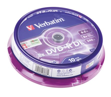 Verbatim DVD+R DL Rohlinge, 8,5 GB, 10 Stk. Spindel 8X