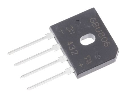 DiodesZetex Brückengleichrichter, 1-phasig 8A 600V THT 1V GBU 4-Pin 500μA