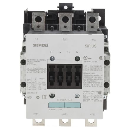 Siemens SIRIUS 3RT1 Leistungsschütz / 400 V Ac Spule, 3 -polig 3 Schließer, 400 V Ac / 150 A