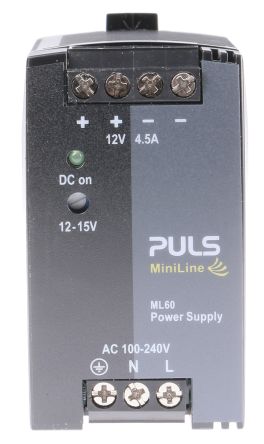 PULS MiniLine MLY DIN-Schienen Netzteil 54W, 100 → 240V Ac, 12V Dc / 4.5A