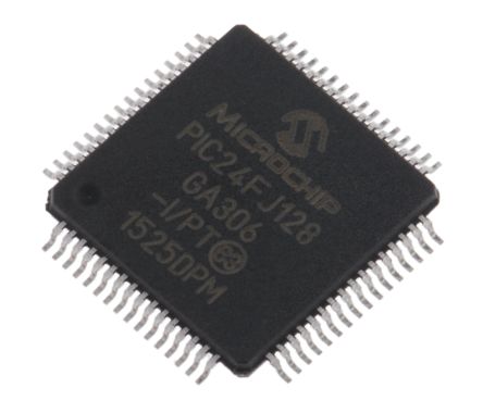 Microchip PIC24FJ128GA306-I/PT, 16bit PIC Microcontroller, PIC24FJ, 32MHz, 128 KB Flash, 64-Pin TQFP