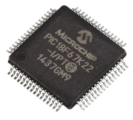 Microchip Mikrocontroller PIC18F PIC 8bit SMD 1 KB, 128 KB TQFP 64-Pin 64MHz 4 KB RAM