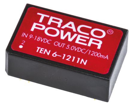 TRACOPOWER TEN 6N DC/DC-Wandler 6W 12 V Dc IN, 5V Dc OUT / 1.2A 1.5kV Dc Isoliert