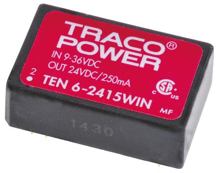 TRACOPOWER TEN 6WIN DC/DC-Wandler 6W 24 V Dc IN, 24V Dc OUT / 250mA 1.5kV Dc Isoliert