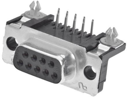 TE Connectivity Amplimite HD-20 Sub-D Steckverbinder Buchse Abgewinkelt, 9-polig / Raster 7.01mm, Durchsteckmontage