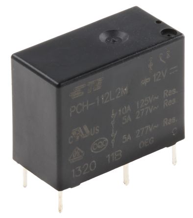 TE Connectivity PCB Mount Power Relay, 12V Dc Coil, 5A Switching Current, SPST
