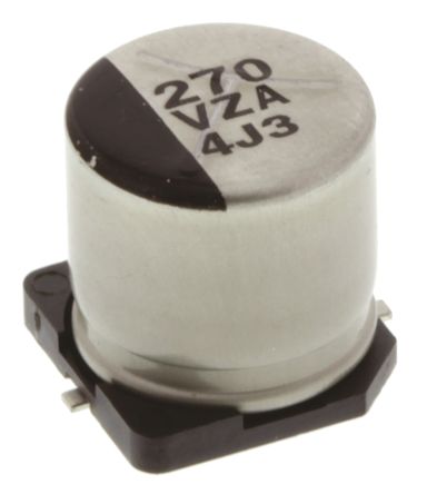 Panasonic ZA, SMD Hybrid Polymerkondensator 270μF ±20% / 35V Dc, Ø 10mm, -55°C → +105°C