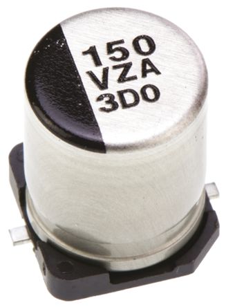 Panasonic ZA, SMD Hybrid Polymerkondensator 150μF ±20% / 35V Dc, Ø 8mm, -55°C → +105°C