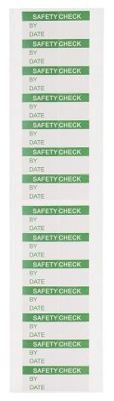 RS PRO Grün Vorbedrucktes, Selbstklebendes Etikett: Safety Check, 15mm X 38mm, 140 Stück