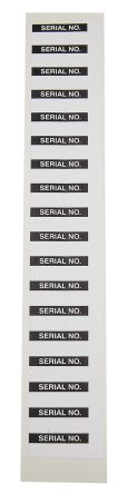 RS PRO Schwarz Vorbedrucktes, Selbstklebendes Etikett: Serial No., 15mm X 38mm, 180 Stück