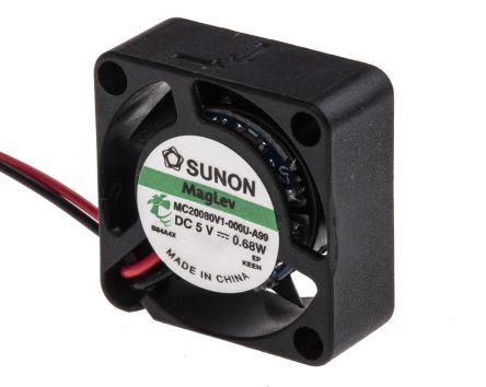 MC20080V1-000U-A99 Sunon | Sunon, 5 V dc, DC Axial Fan, 20 x 20 x 8mm ...