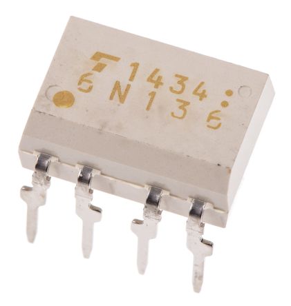 Toshiba, 6N136(F) DC Input Transistor Output Optocoupler, Through Hole, 8-Pin DIP