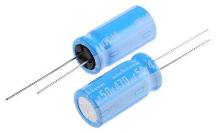 Nichicon Condensador Electrolítico Serie BT, 470μF, ±20%, 50V Dc, Radial, Orificio Pasante, 12.5 X 25mm, Paso 5mm