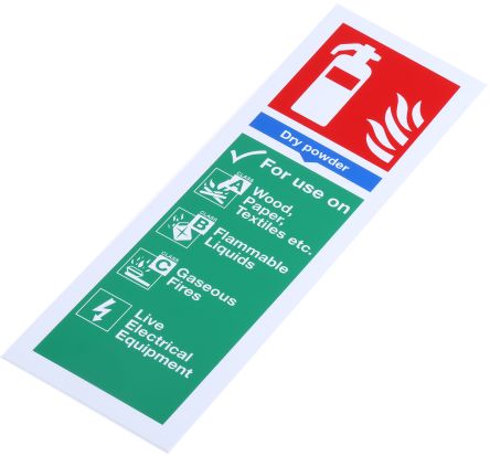 RS PRO Brandschutzzeichen Kunststoff Trockenpulver-Feuerlöscher Blau/Grün/Rot/Weiß Materials Extinguisher Can Be Used