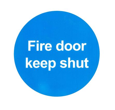 RS PRO Brandschutzzeichen Kunststoff Feuerschutztür Blau/Weiß Fire Door Keep Shut, Englisch