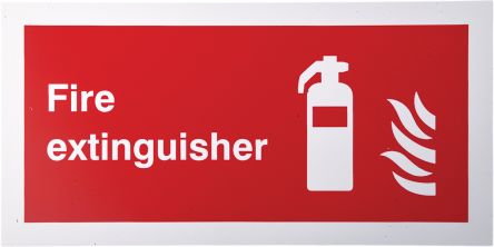 RS PRO Brandschutzzeichen Kunststoff Feuerlöscher Rot/Weiß Fire Extinguisher, Englisch