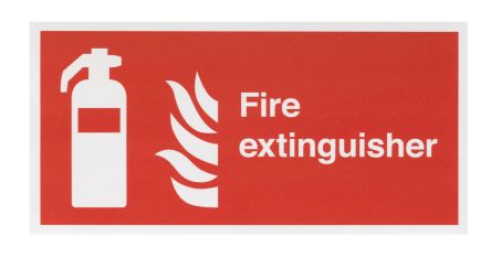 RS PRO Brandschutzzeichen Vinyl Feuerlöscher Rot/Weiß Fire Extinguisher, Englisch Selbstklebend