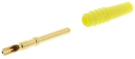 Staubli Stäubli 2mm Bananenstecker Gelb, Kontakt Vergoldet, 30 V, 60V Dc / 10A, Lötanschluss