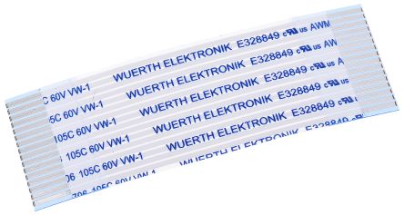 Wurth Elektronik Câbles En Nappe WR-FFC 16 Voies, Pas De 1mm, Blanc
