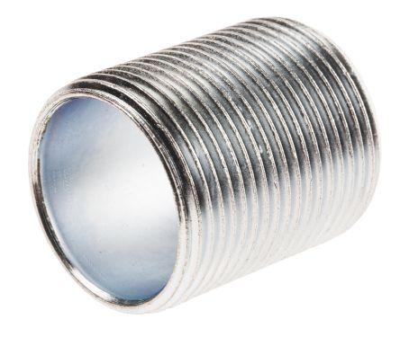 RS PRO Nipple, Conduit Fitting, 25mm Nominal Size, Steel, Silver