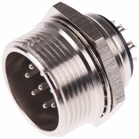 Hirose RM Series, 8 Pole Panel Mount Miniature Connector Socket, 15mm Shell Size, Male Contacts, Screw Lock Mating