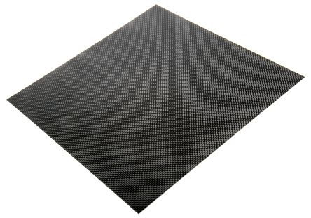 RS PRO, Carbon Fibre Sheet, 300mm x 300mm x 1.3mm, 764-8707