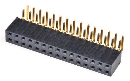 Samtec SSW Series Right Angle Through Hole Mount PCB Socket, 30-Contact, 2-Row, 2.54mm Pitch, Solder Termination