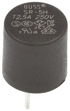 Eaton Sicherung, Nicht Rückstellend 2.5A Radial 300V Ac Phenolharz T ø 8.5mm 9.2mm, Raster 5.08mm
