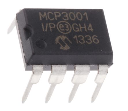 Microchip ADC, MCP3001-I/P, 10 Bits Bits, 200ksps, 8 Broches, PDIP