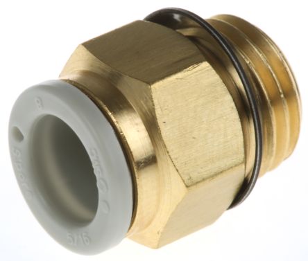 SMC KQ2 Series Straight Threaded Adaptor, Uni 1/4 Male To Push In 8 Mm, Threaded-to-Tube Connection Style