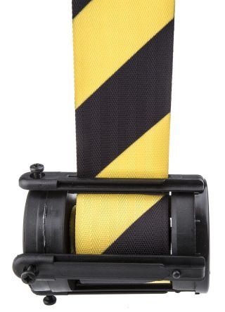 3.65m Black, Yellow PET Stanchion Tape Cassette for use with Tensabarrier Series