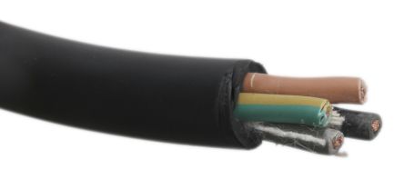 RS PRO Netzkabel, 4-adrig Schwarz X 4 Mm² /Ø 15.2mm 36 A 50m, 450 V, 750 V, CPE