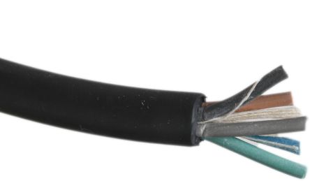 RS PRO Cable De Alimentación H07RN-F De 5 Núcleos, 1.5 Mm², Ø Ext. 12.2mm, Long. 100m, 450 V, 750 V / 18 A, Funda De